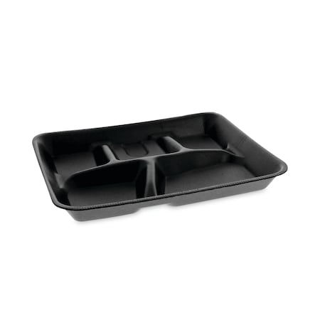 Pactiv Lightweight Foam School Trays, 5-Comp, 8.25 x 10.25 x 1, Black, PK500 PK YTHB0500SGBX